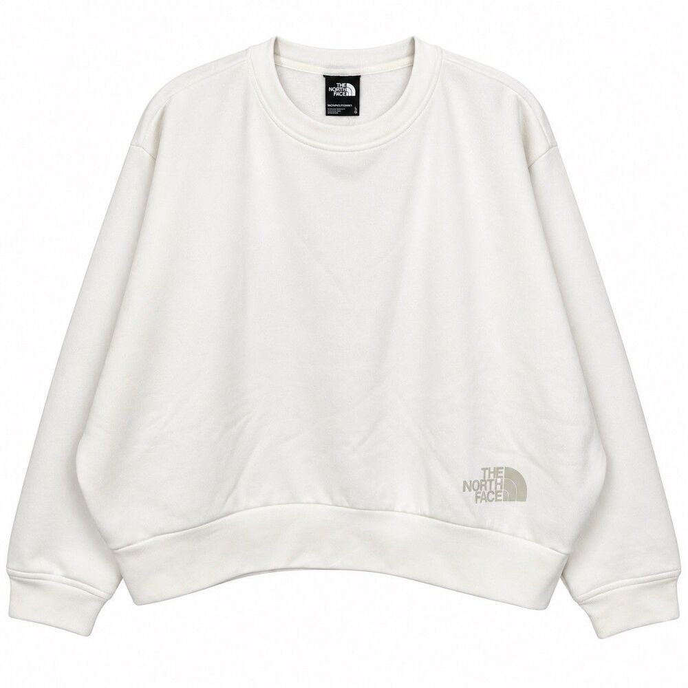 The North Face Sweatshirt Women XL Cream White Oversized Crewneck Logo Pullover